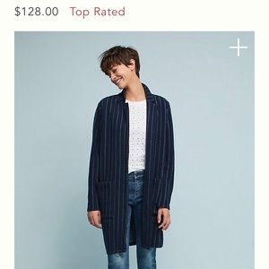 Anthropologie Pinstripe Longline Jacket TOP RATED